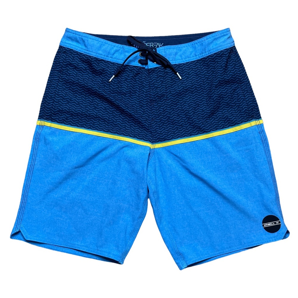 Oneill Hyperfreak Board Shorts Men Size 32 Swim Trunks Unlined Blue Stretch